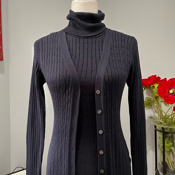 NEW Moda Intl Vintage Y2K Silk Longline Cable Knit Cardigan Duster Set XS NWOT - Picture 2 of 16